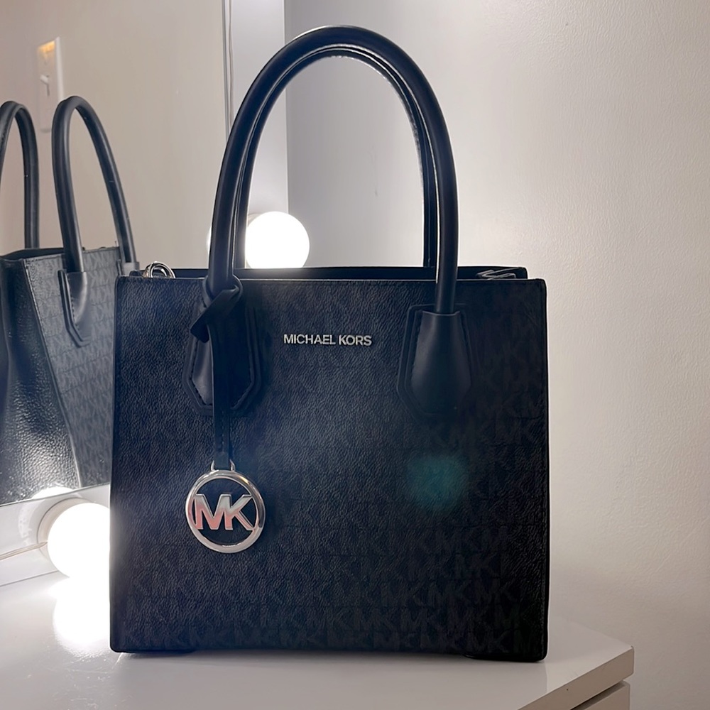 Michael Kors Mercer Medium Logo and Leather Accordion Crossbody Bag